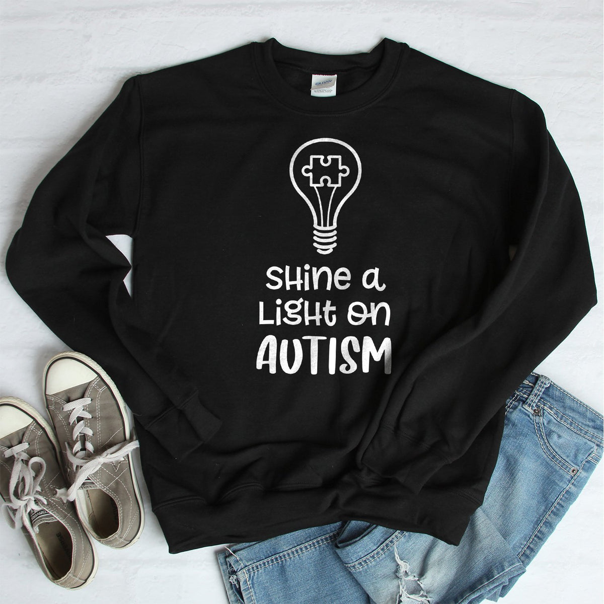 Shine A Light on Autism - Long Sleeve Heavy Crewneck Sweatshirt