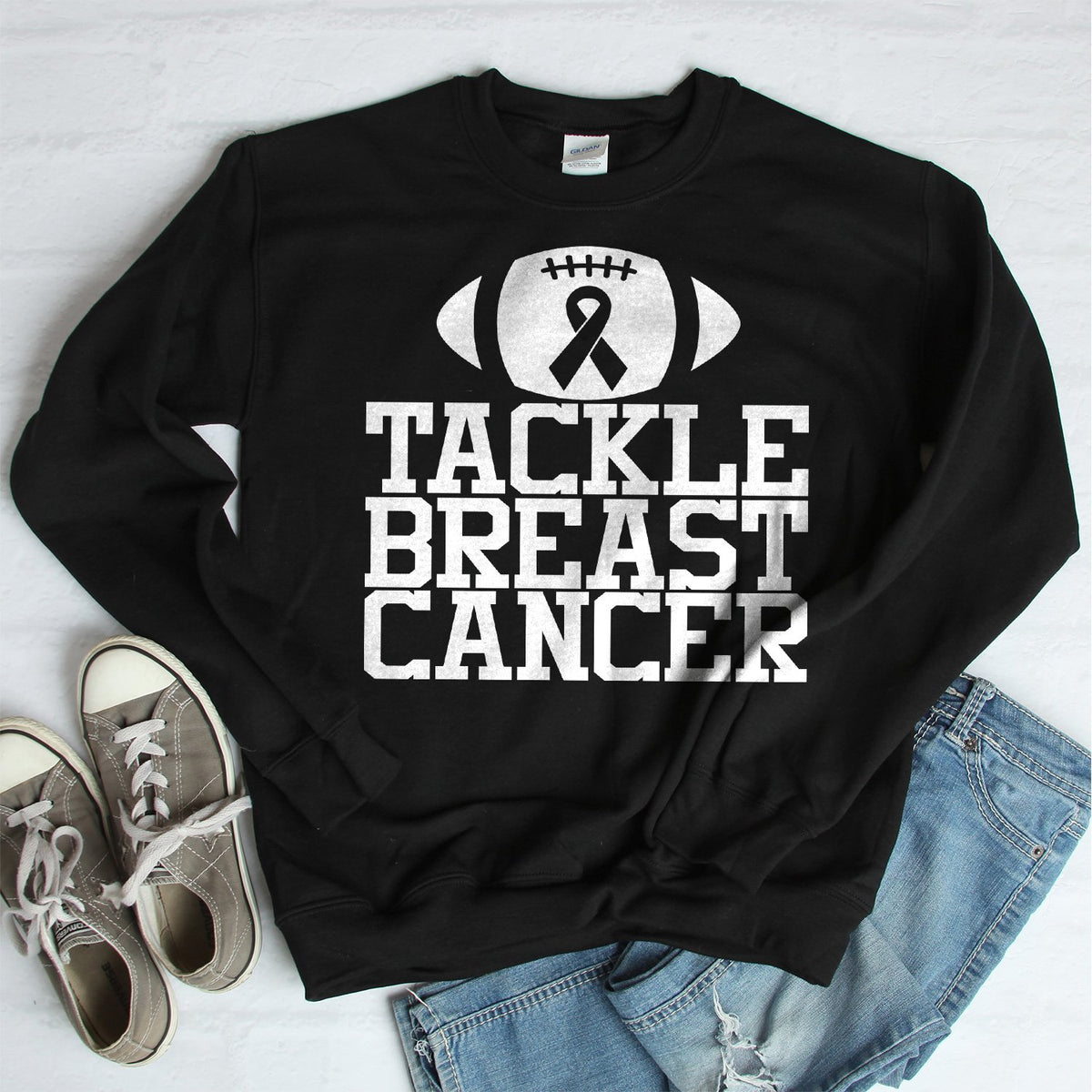 Tackle Breast Cancer - Long Sleeve Heavy Crewneck Sweatshirt