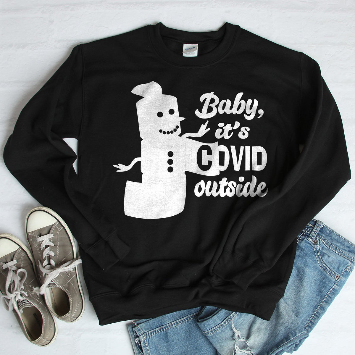 Baby It&#39;s Covid Outside - Long Sleeve Heavy Crewneck Sweatshirt