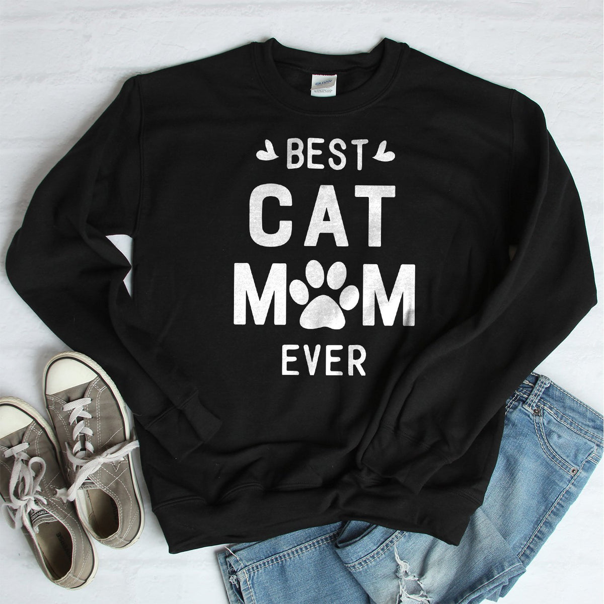 Best Cat Mom Ever - Long Sleeve Heavy Crewneck Sweatshirt