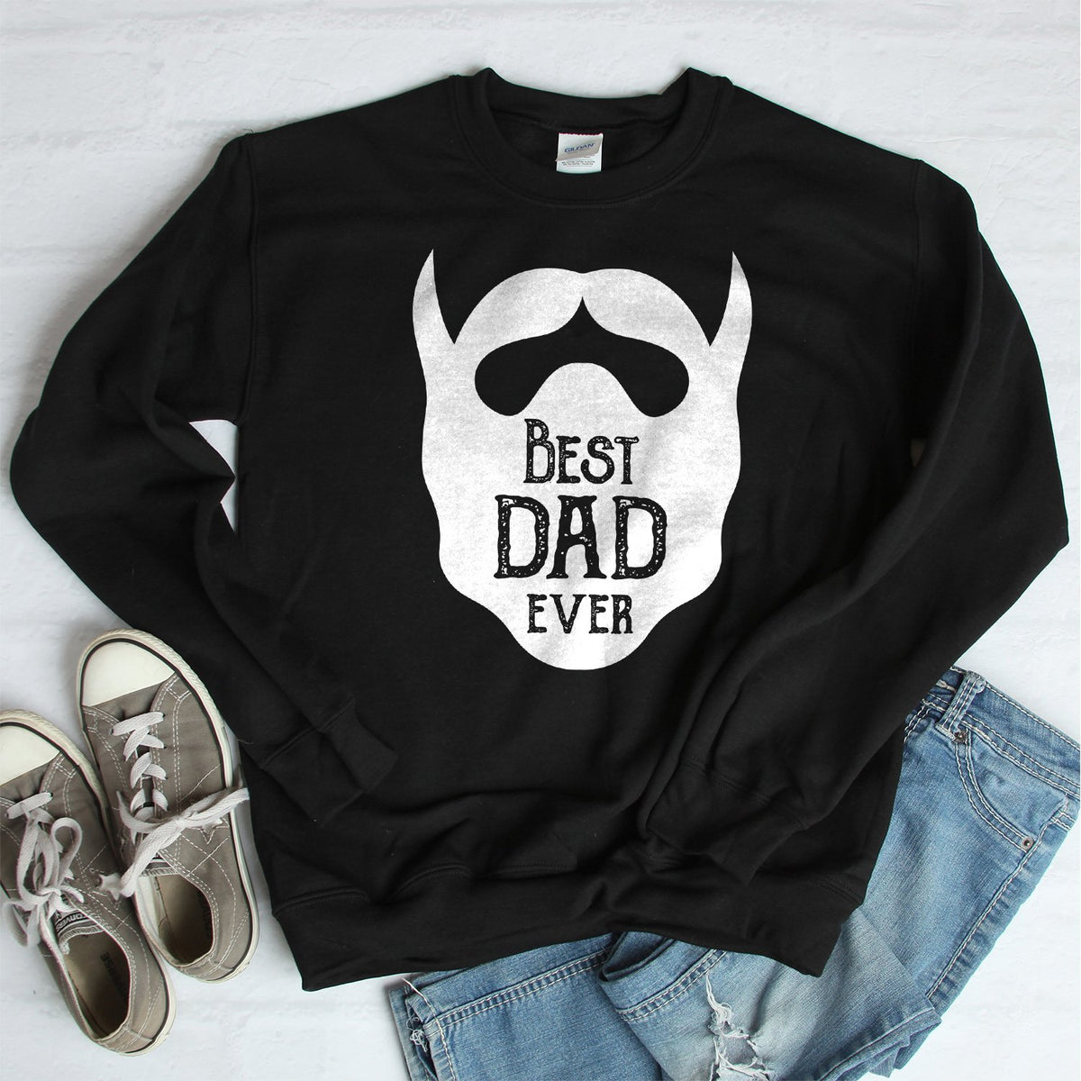 Best Dad Ever Beard - Long Sleeve Heavy Crewneck Sweatshirt