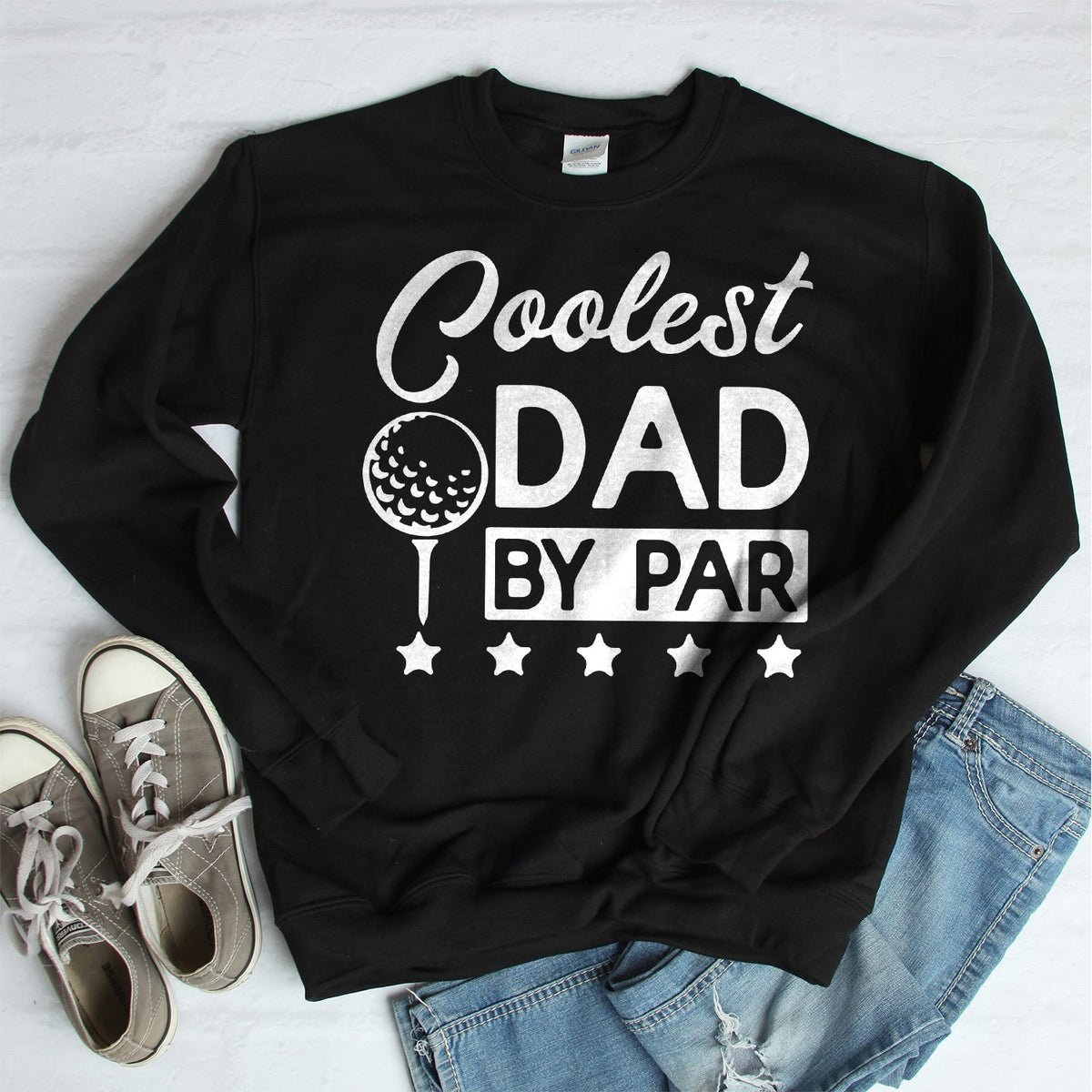 Coolest Dad By Par - Long Sleeve Heavy Crewneck Sweatshirt