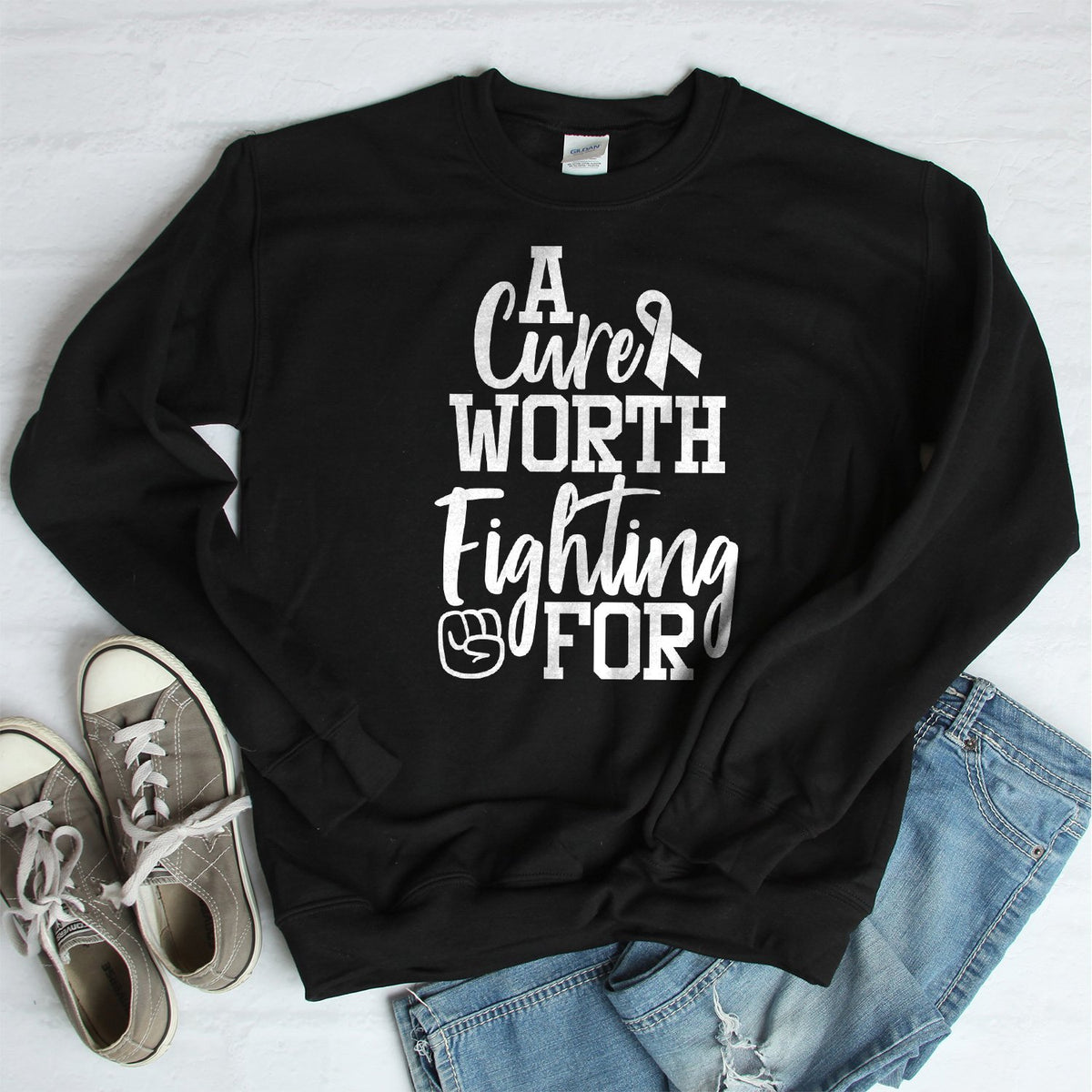 A Cure Worth Fighting For - Long Sleeve Heavy Crewneck Sweatshirt