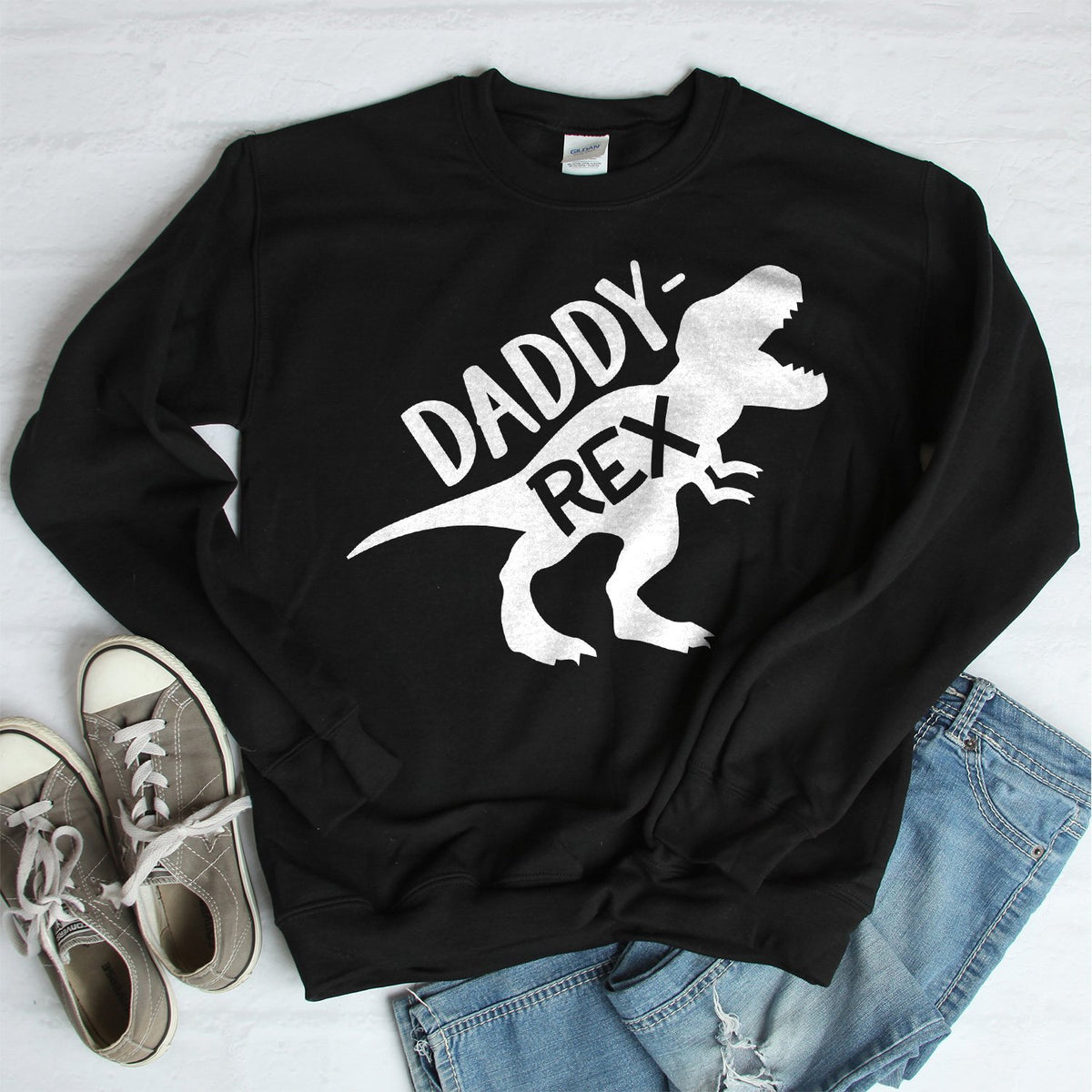 Daddy Rex Dinosaur - Long Sleeve Heavy Crewneck Sweatshirt