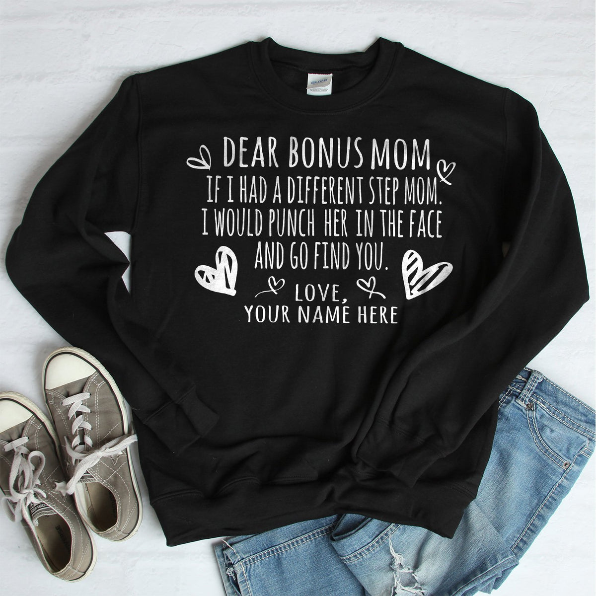If I Had A Different Step Mom I Would Punch Her in The Face - Long Sleeve Heavy Crewneck Sweatshirt
