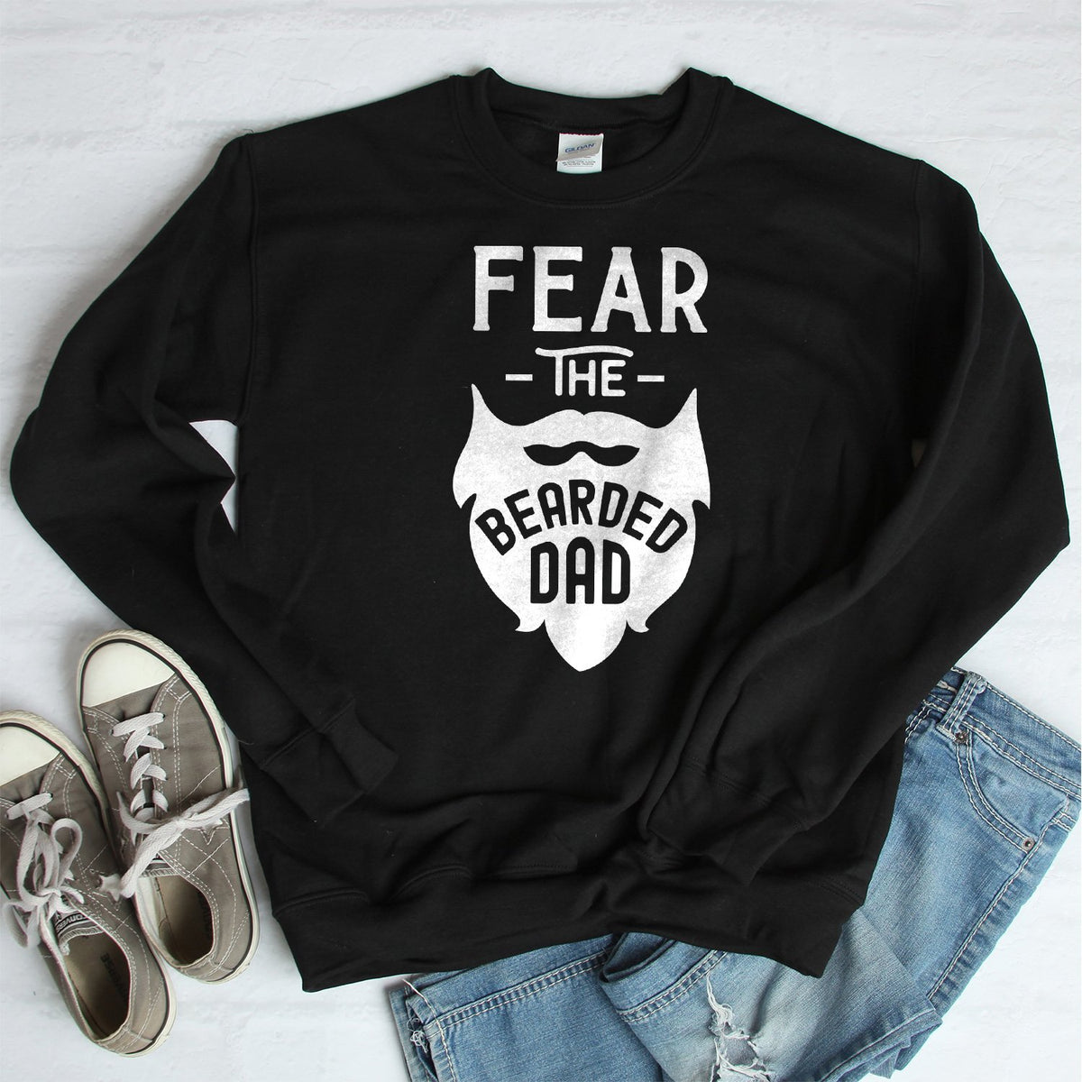 Fear The Bearded Dad - Long Sleeve Heavy Crewneck Sweatshirt