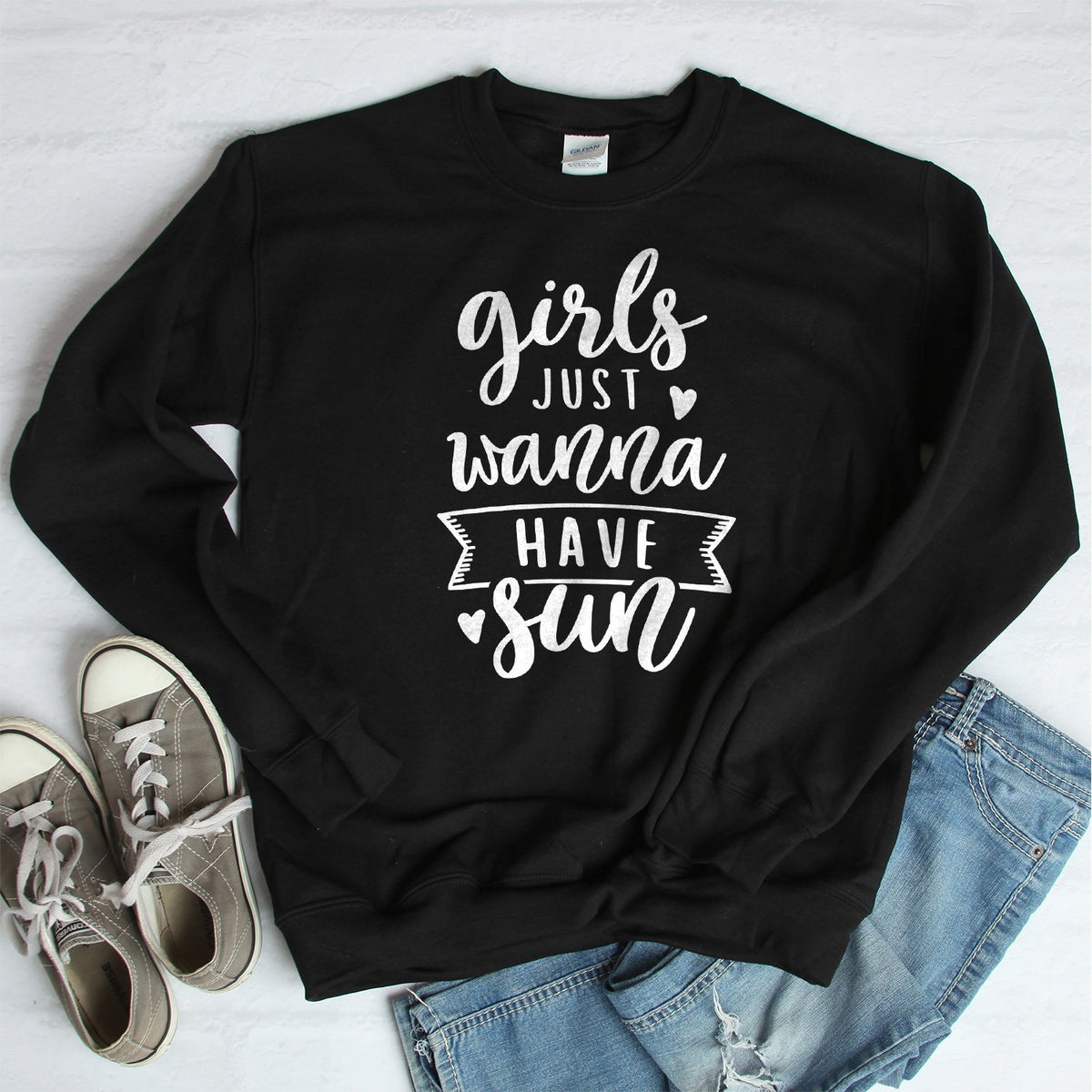 Girls Just Wanna Have Sun - Long Sleeve Heavy Crewneck Sweatshirt