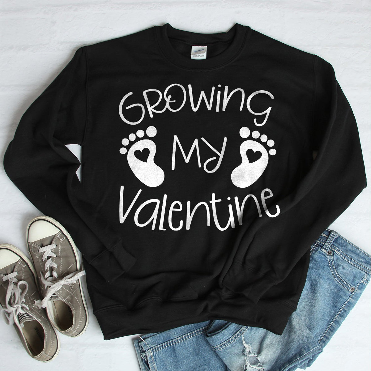 Growing My Valentine - Long Sleeve Heavy Crewneck Sweatshirt