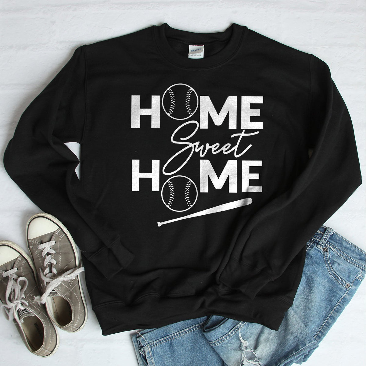 Home Sweet Home Baseball - Long Sleeve Heavy Crewneck Sweatshirt