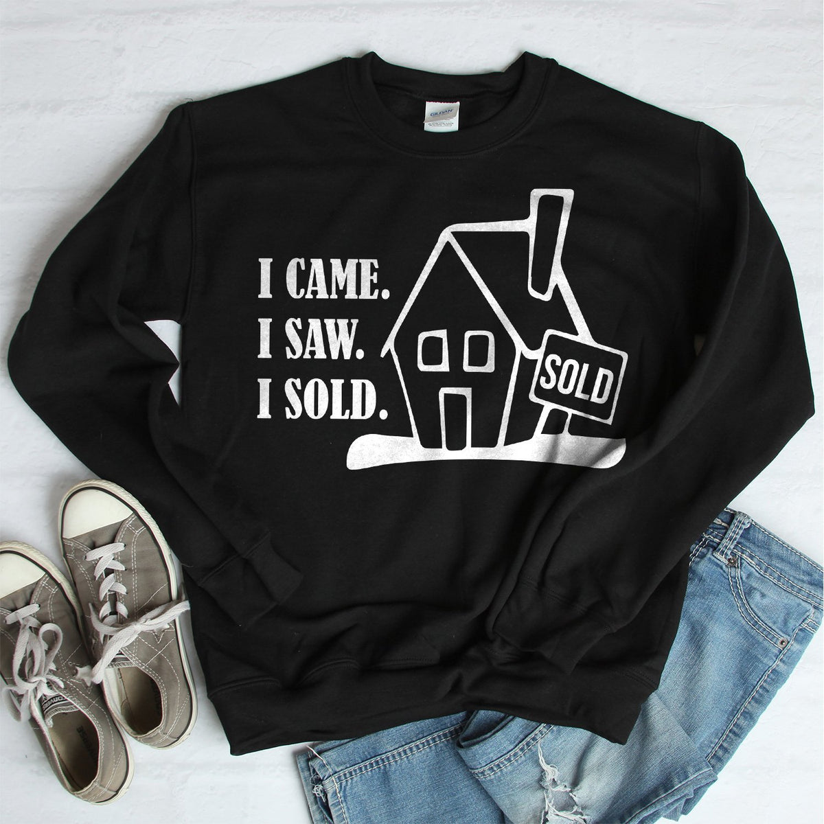 I Came I Saw I Sold - Long Sleeve Heavy Crewneck Sweatshirt