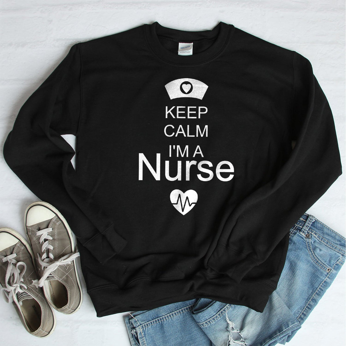 Keep Calm I&#39;m A Nurse - Long Sleeve Heavy Crewneck Sweatshirt