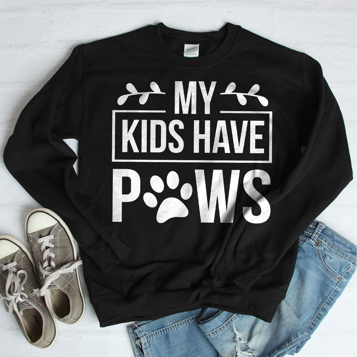 My Kids Have Paws - Long Sleeve Heavy Crewneck Sweatshirt
