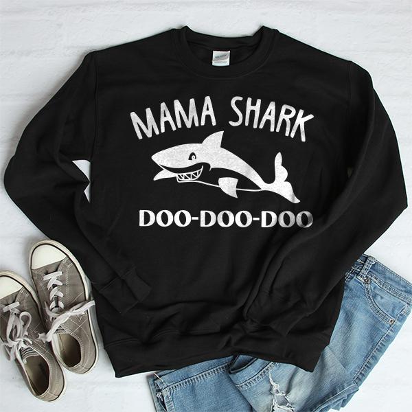 Mama Shark Doo-Doo-Doo - Long Sleeve Heavy Crewneck Sweatshirt