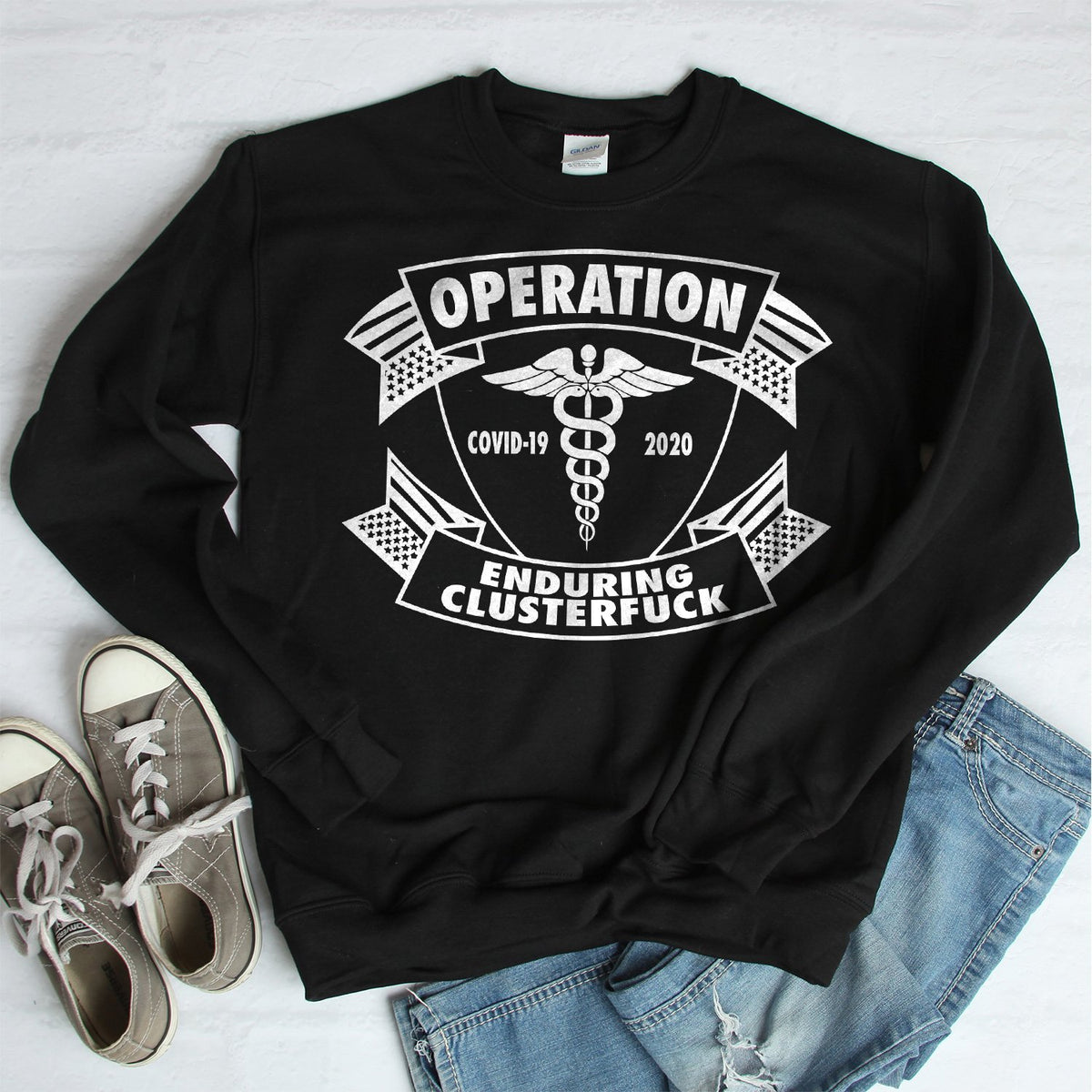Operation Covid-19 2020 Enduring Clusterfuck - Long Sleeve Heavy Crewneck Sweatshirt