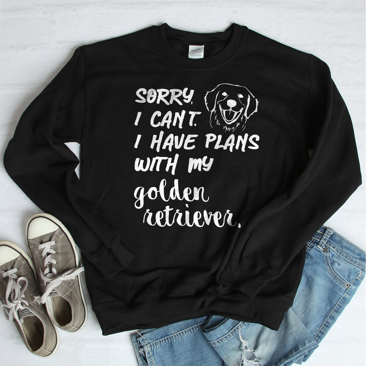 Sorry I Can&#39;t I Have Plans with My Golden Retriever - Long Sleeve Heavy Crewneck Sweatshirt