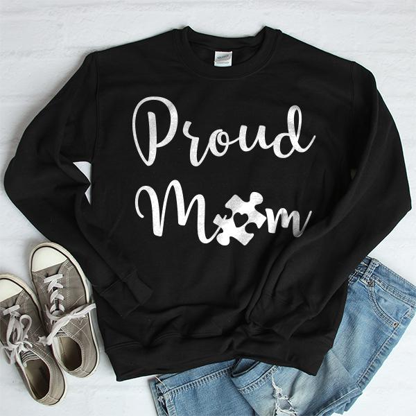 Proud Autism Mom - Long Sleeve Heavy Crewneck Sweatshirt