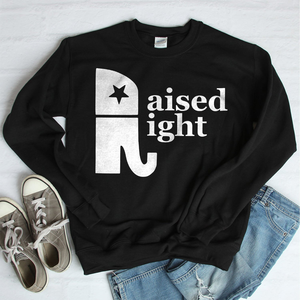 Elephant Raised Right - Long Sleeve Heavy Crewneck Sweatshirt