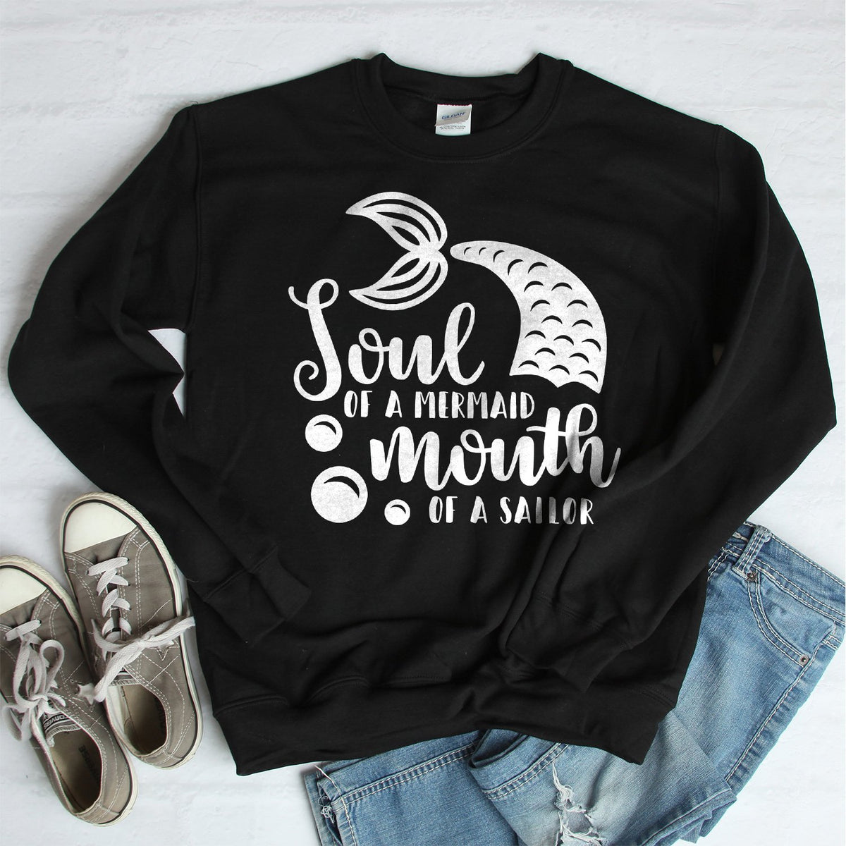 Soul of A Mermaid Mouth of A Sailor - Long Sleeve Heavy Crewneck Sweatshirt