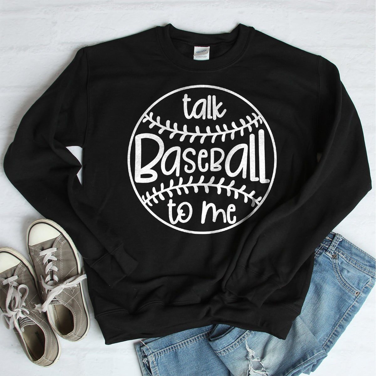 Talk Baseball To Me - Long Sleeve Heavy Crewneck Sweatshirt