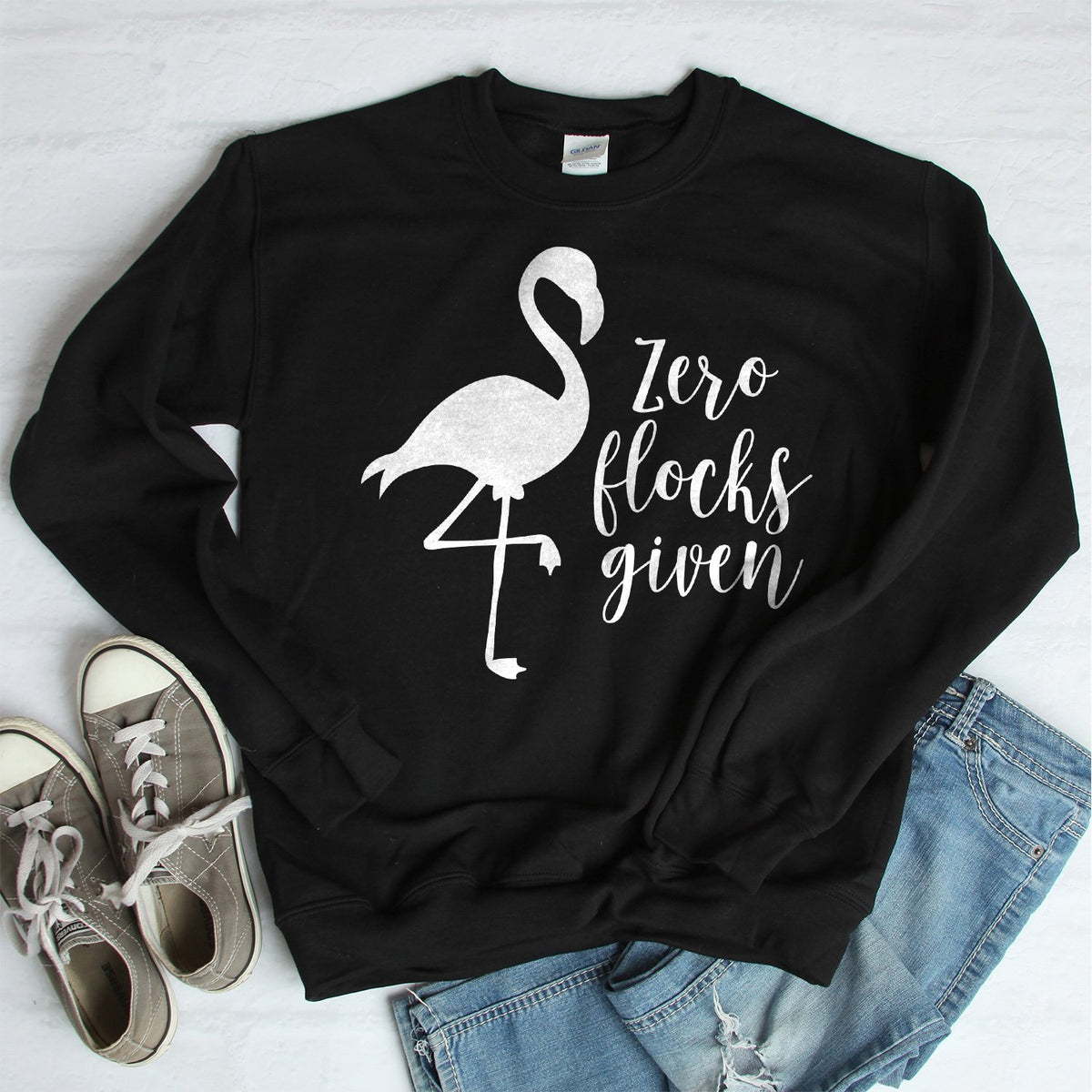 Zero Flocks Given - Long Sleeve Heavy Crewneck Sweatshirt