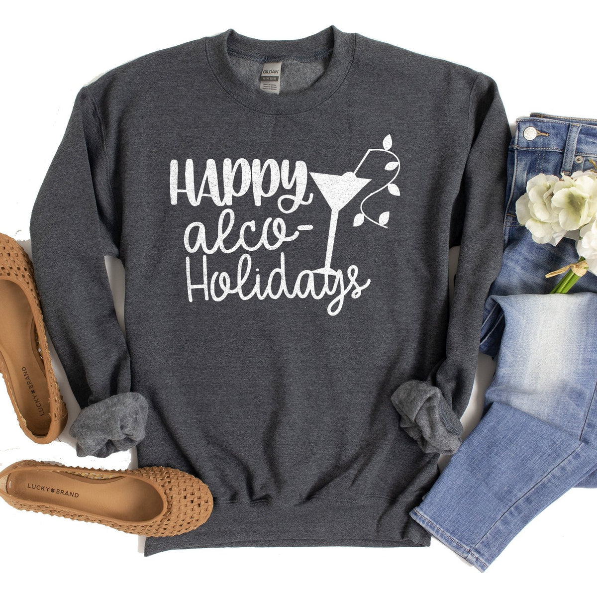 Happy Alco Holidays - Long Sleeve Heavy Crewneck Sweatshirt