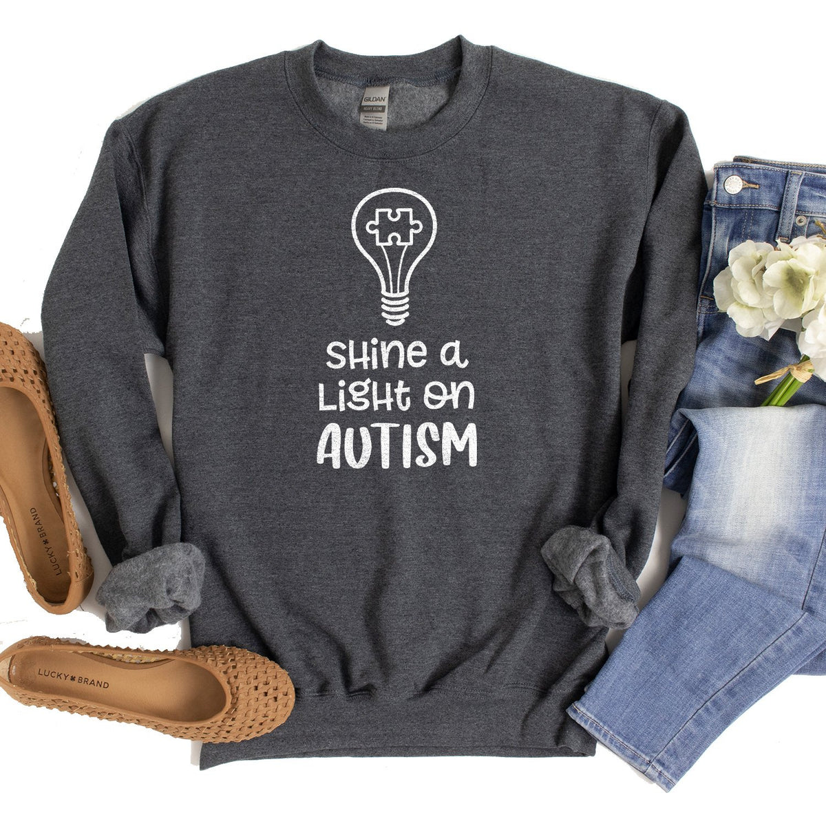 Shine A Light on Autism - Long Sleeve Heavy Crewneck Sweatshirt