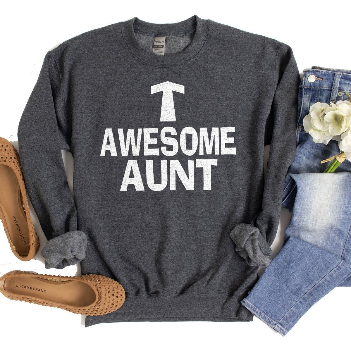 Awesome Aunt - Long Sleeve Heavy Crewneck Sweatshirt