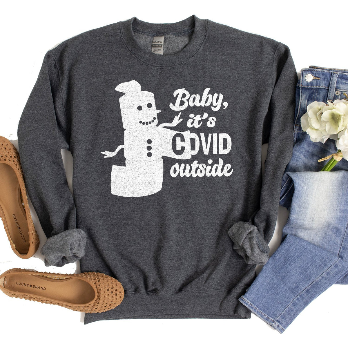 Baby It&#39;s Covid Outside - Long Sleeve Heavy Crewneck Sweatshirt
