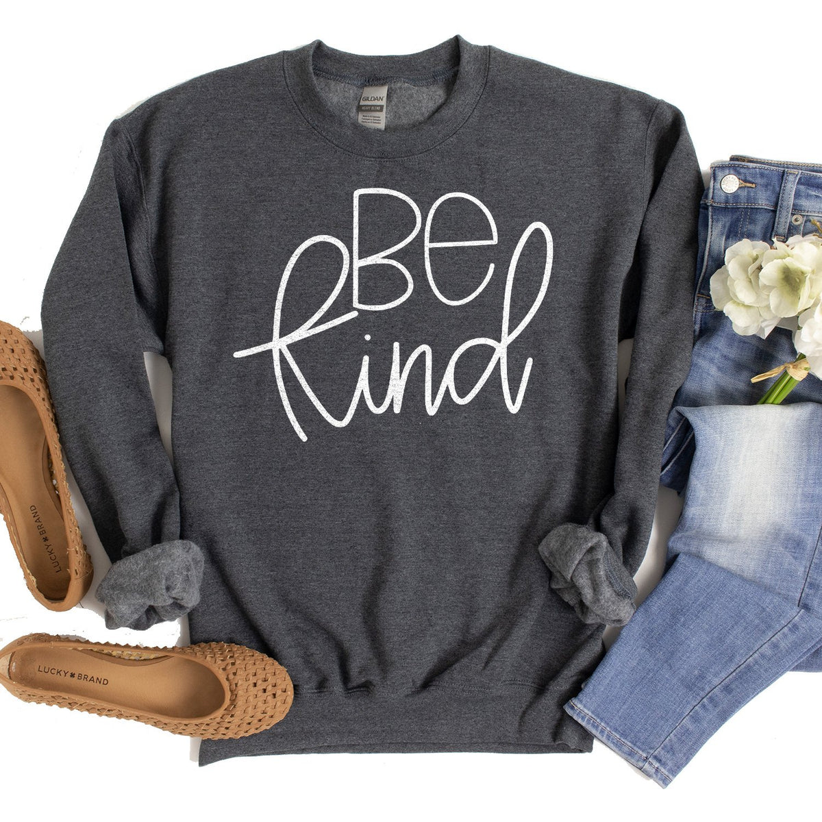 Be Kind - Long Sleeve Heavy Crewneck Sweatshirt