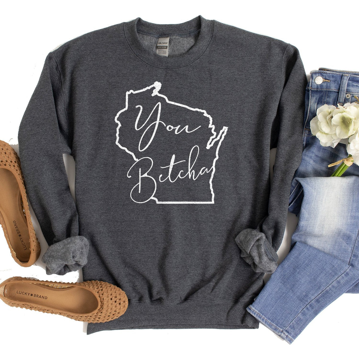 You Betcha Wisconsin - Long Sleeve Heavy Crewneck Sweatshirt