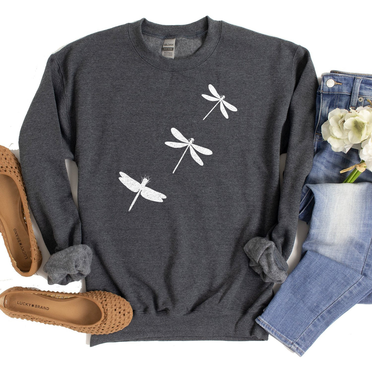 Dragonflies - Long Sleeve Heavy Crewneck Sweatshirt