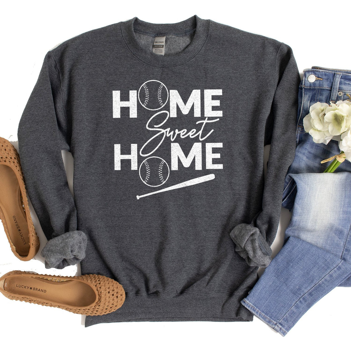 Home Sweet Home Baseball - Long Sleeve Heavy Crewneck Sweatshirt