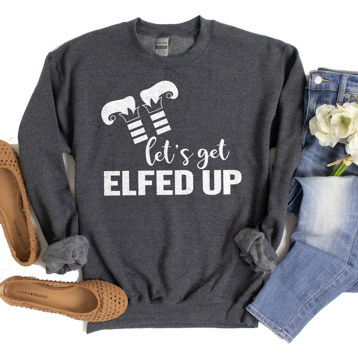 Let&#39;s Get Elfed Up - Long Sleeve Heavy Crewneck Sweatshirt