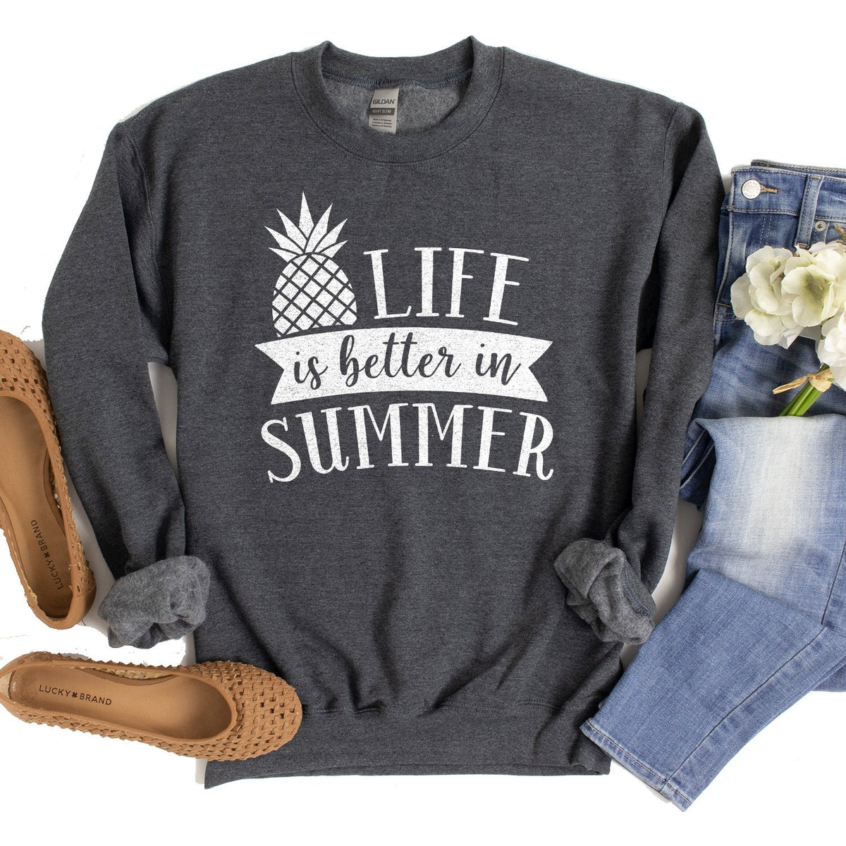 Life is Better in Summer - Long Sleeve Heavy Crewneck Sweatshirt