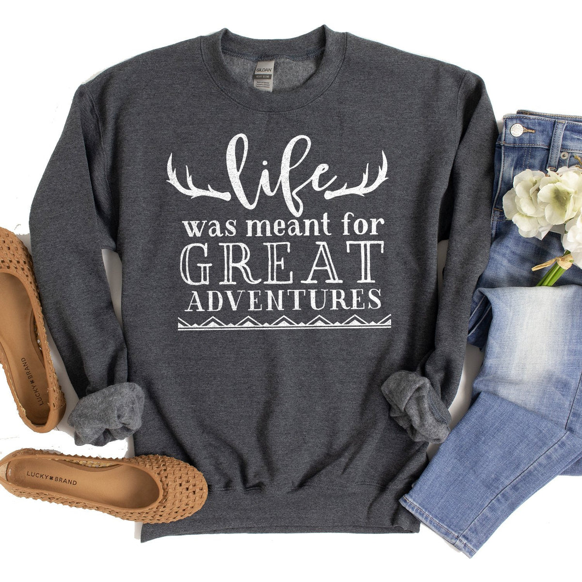 Life Was Meant For Great Adventure - Long Sleeve Heavy Crewneck Sweatshirt