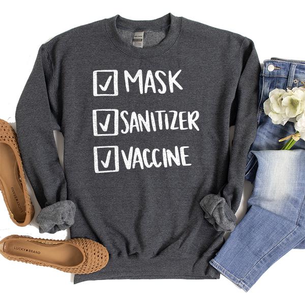Mask Sanitizer Vaccine Done - Long Sleeve Heavy Crewneck Sweatshirt