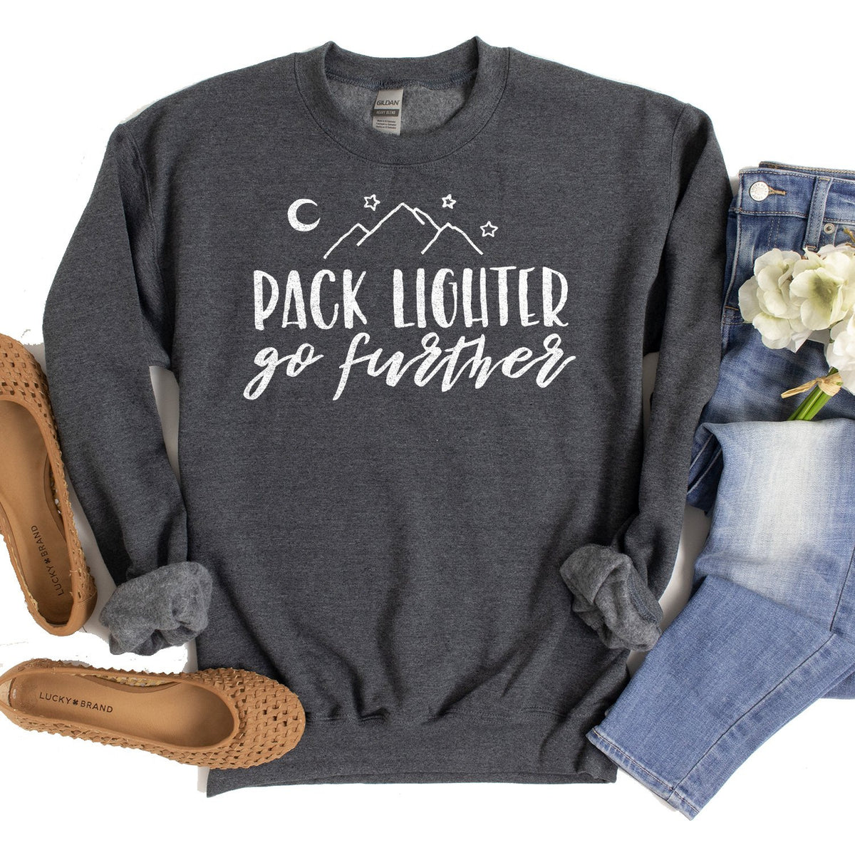 Pack Lighter Go Further - Long Sleeve Heavy Crewneck Sweatshirt
