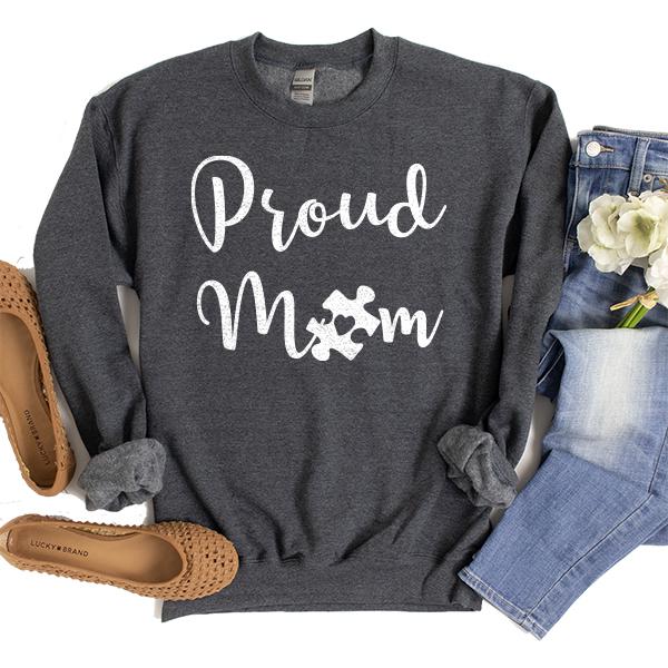 Proud Autism Mom - Long Sleeve Heavy Crewneck Sweatshirt