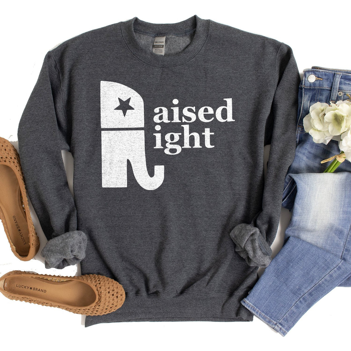 Elephant Raised Right - Long Sleeve Heavy Crewneck Sweatshirt