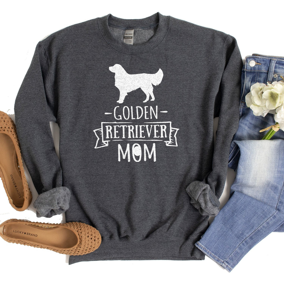 Golden Retriever Mom - Long Sleeve Heavy Crewneck Sweatshirt