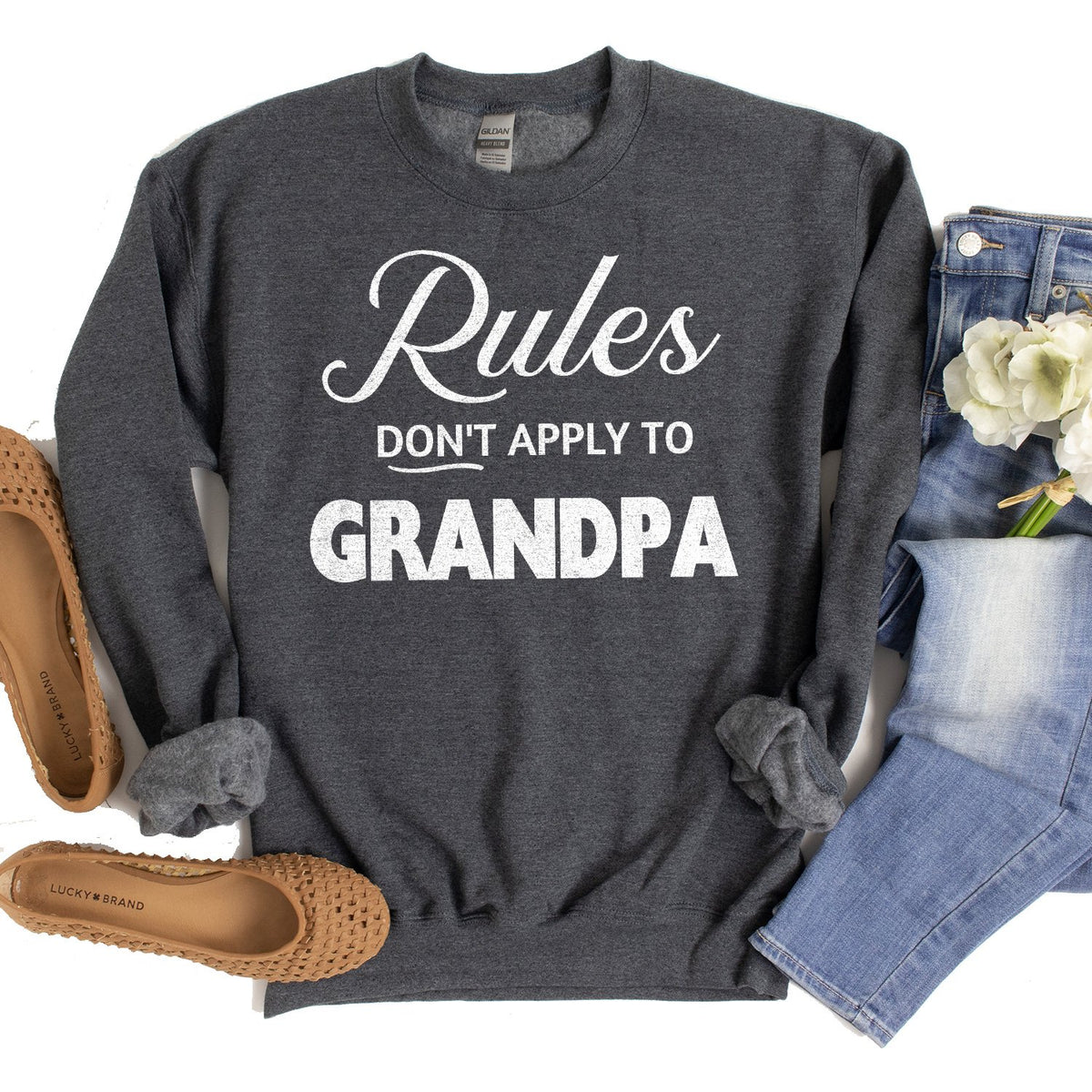 Rules Don&#39;t Apply To Grandpa - Long Sleeve Heavy Crewneck Sweatshirt