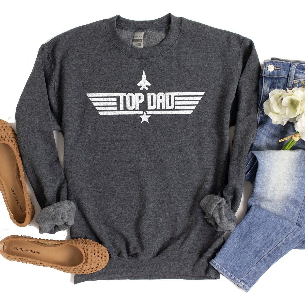 Top Dad - Long Sleeve Heavy Crewneck Sweatshirt