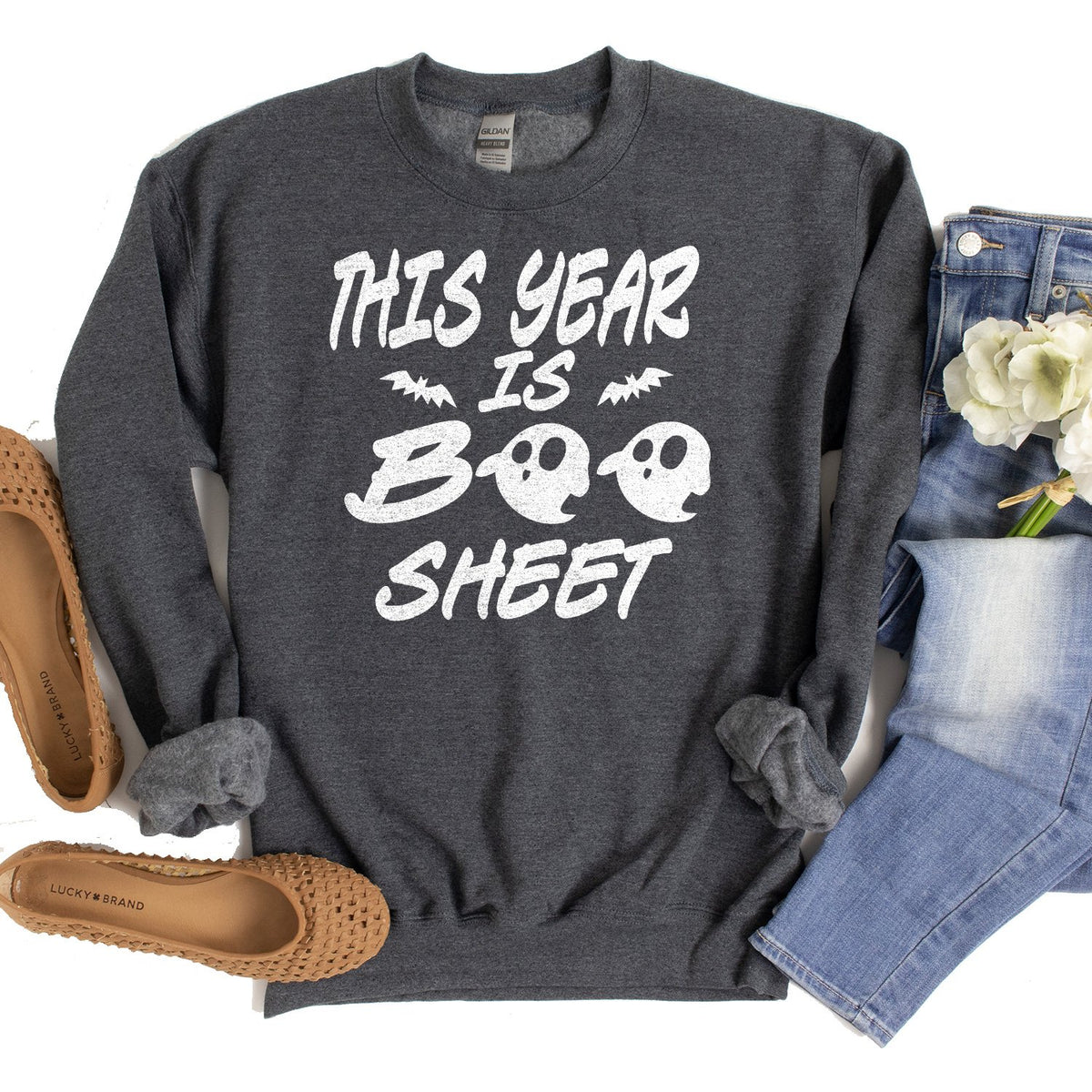 This Year is Boo Sheet - Long Sleeve Heavy Crewneck Sweatshirt