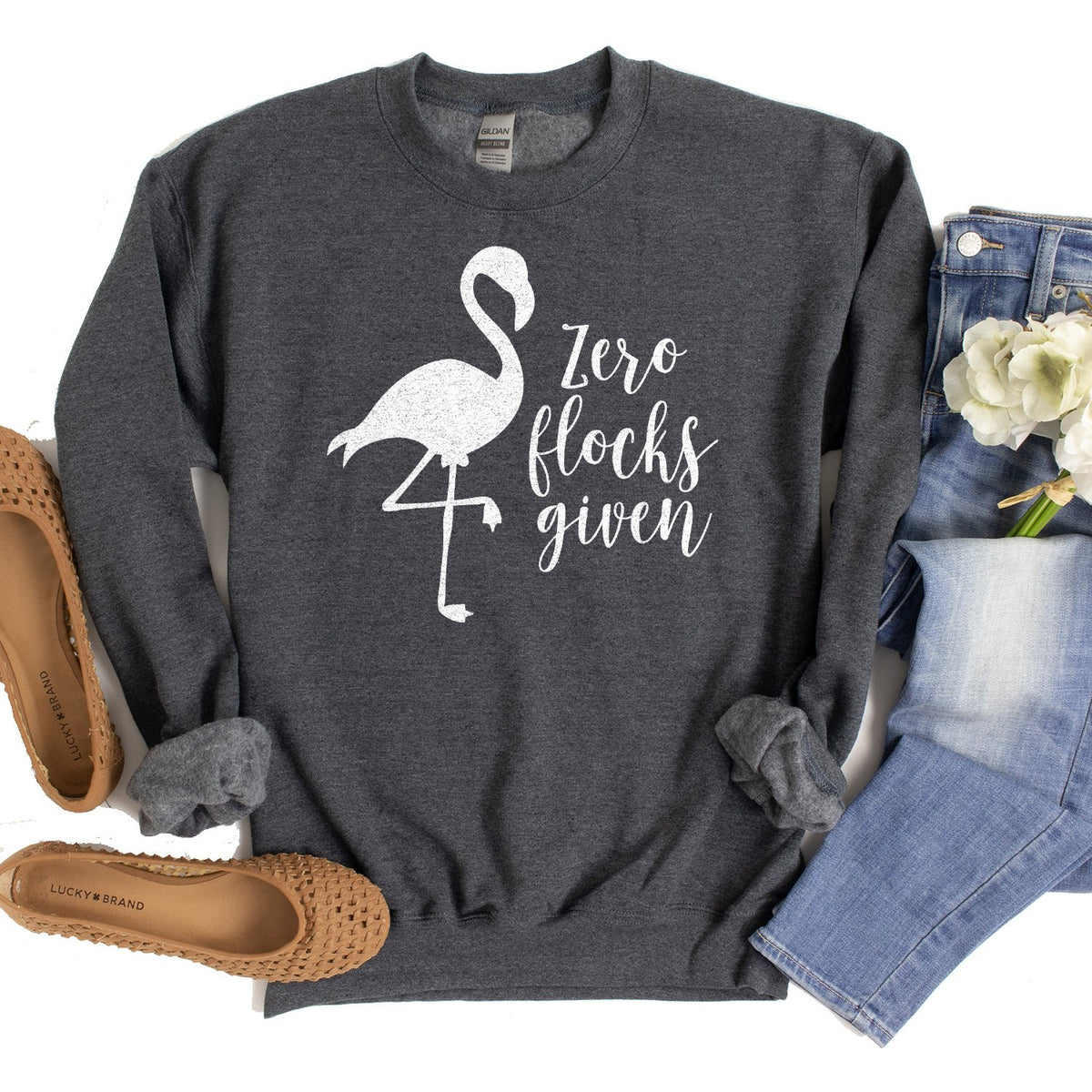 Zero Flocks Given - Long Sleeve Heavy Crewneck Sweatshirt