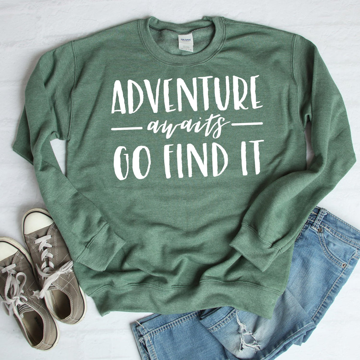 Adventure Awaits Go Find it - Long Sleeve Heavy Crewneck Sweatshirt