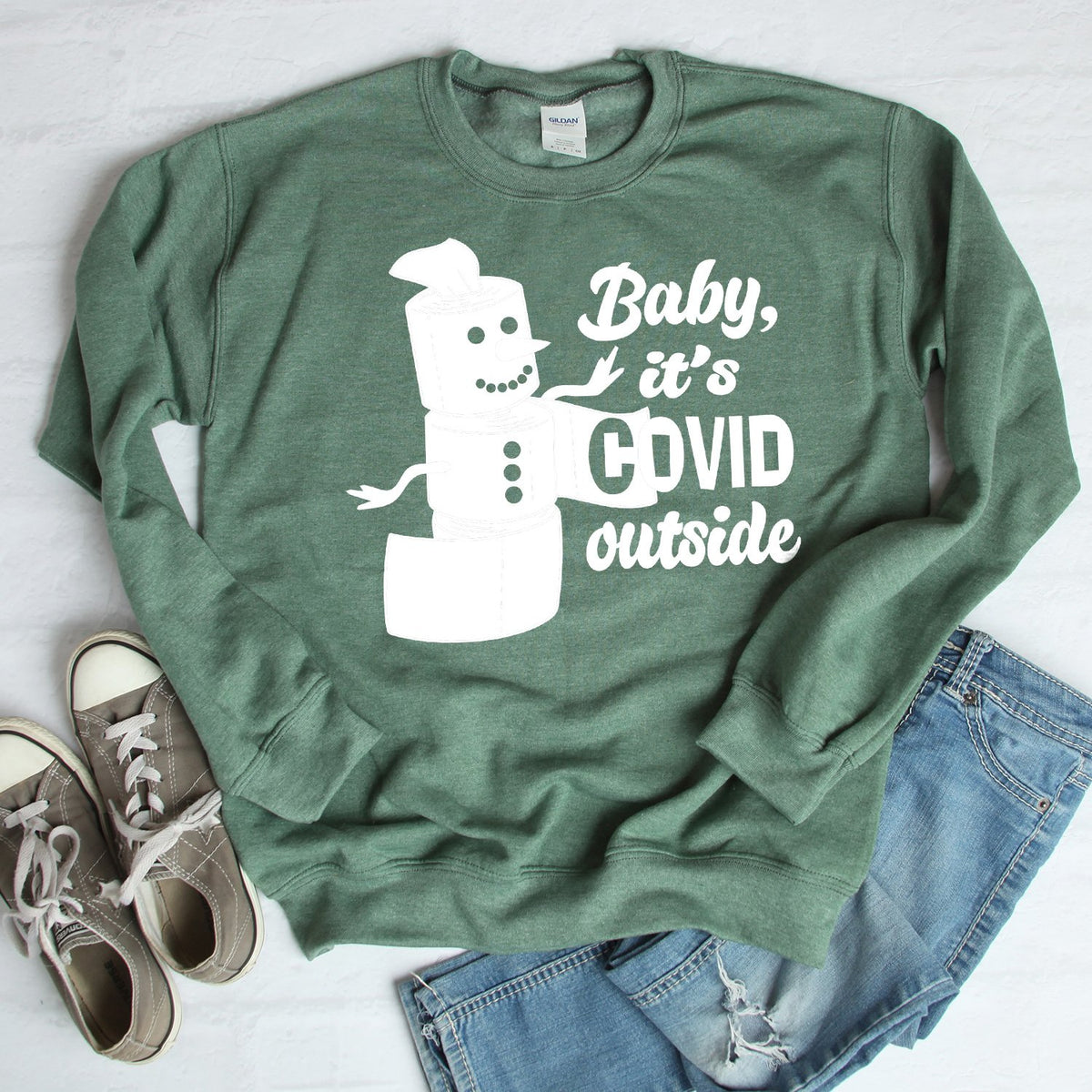 Baby It&#39;s Covid Outside - Long Sleeve Heavy Crewneck Sweatshirt
