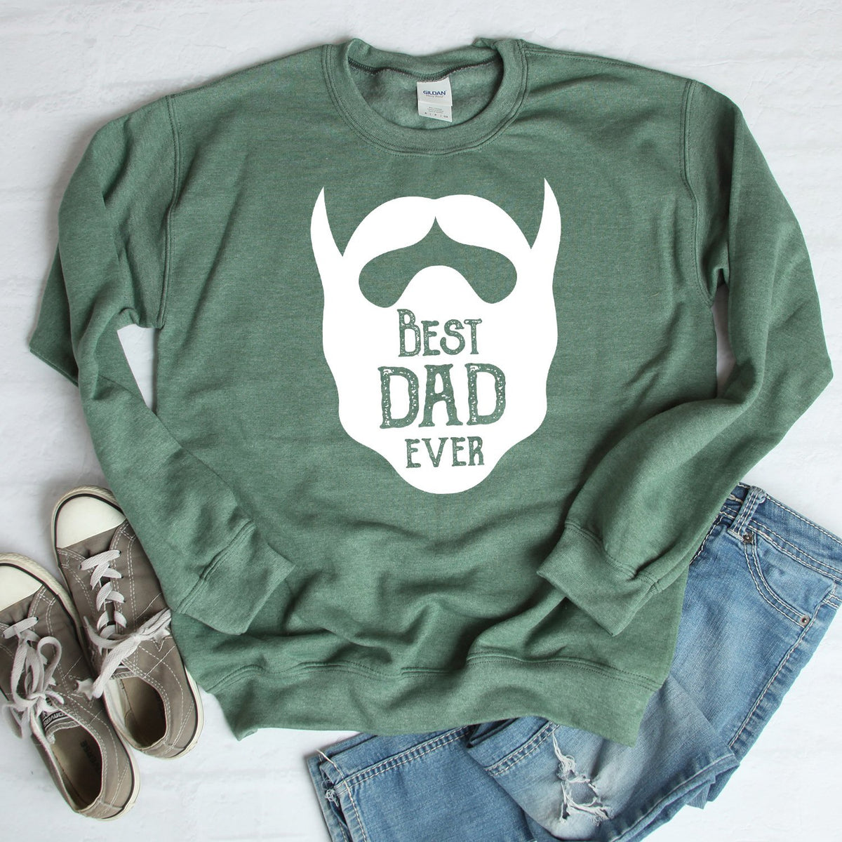 Best Dad Ever Beard - Long Sleeve Heavy Crewneck Sweatshirt