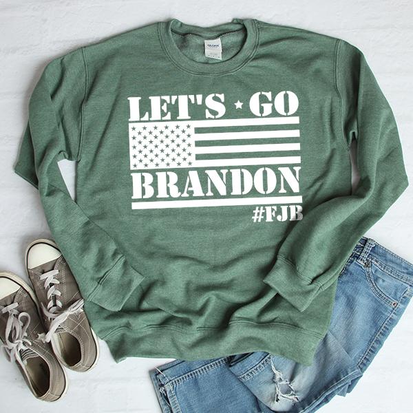 Let&#39;s Go Brandon American Flag - Long Sleeve Heavy Crewneck Sweatshirt