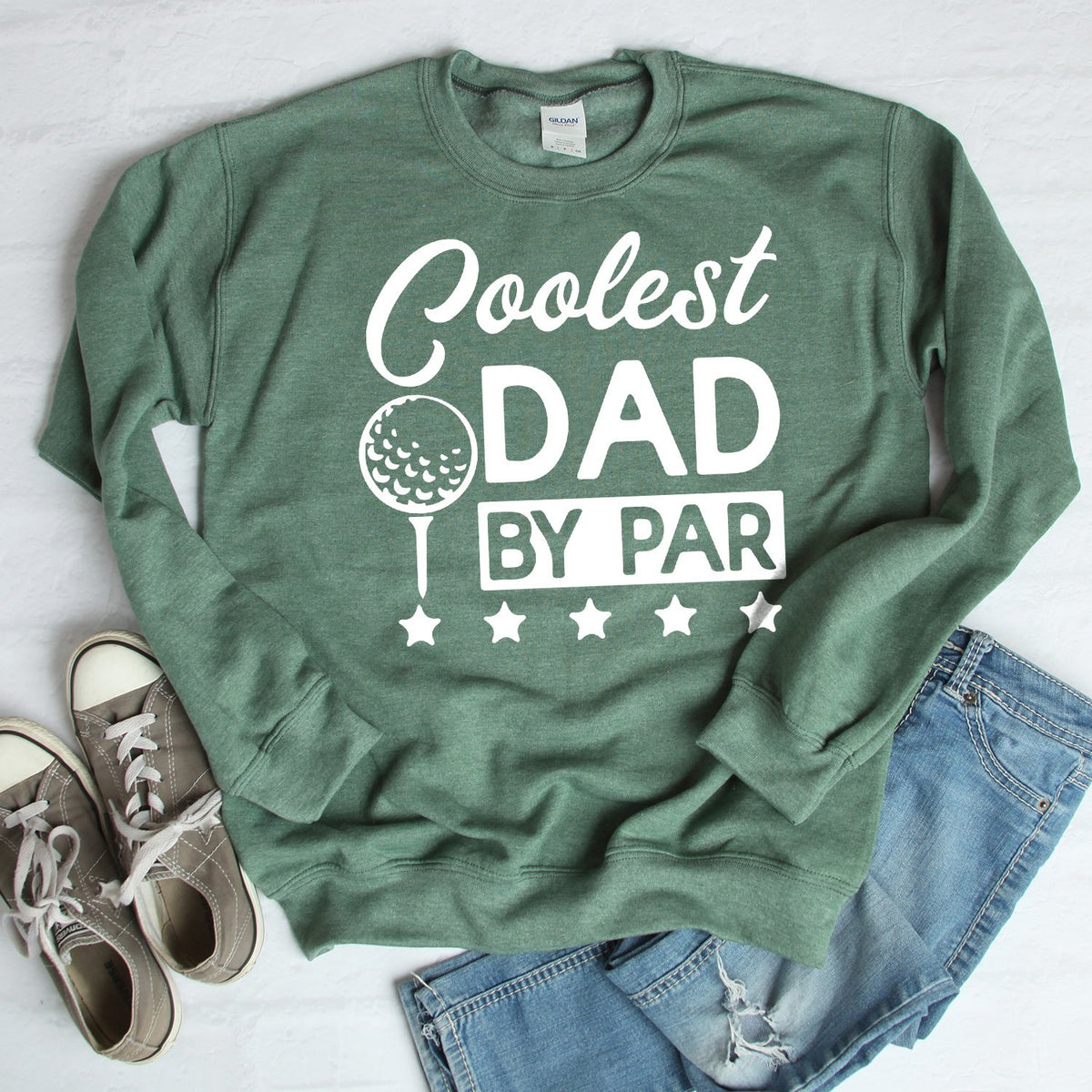 Coolest Dad By Par - Long Sleeve Heavy Crewneck Sweatshirt