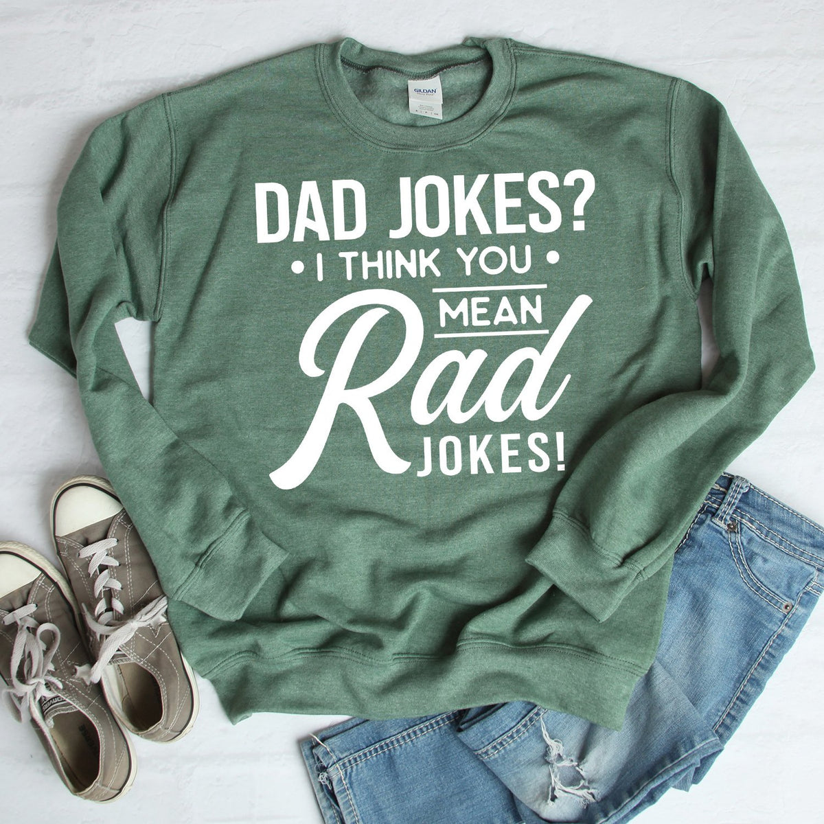 Dad Jokes? I Think You Mean Rad Jokes - Long Sleeve Heavy Crewneck Sweatshirt